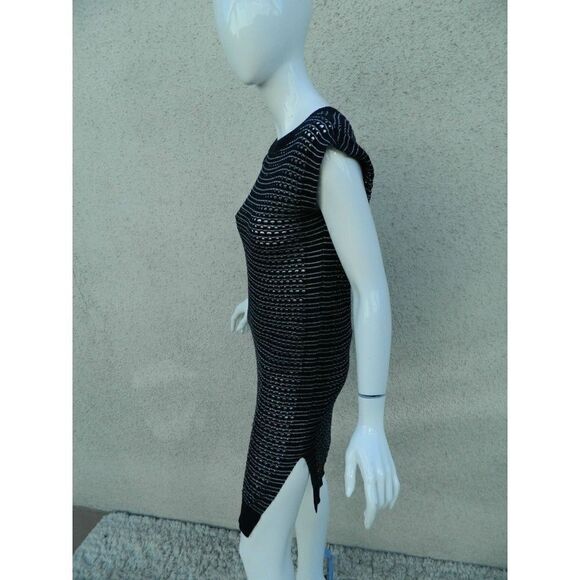 All Saints Sweater Dress Black Metallic Open Knit Fishnet Sexy Sheer Size 2 - Picture 5 of 8